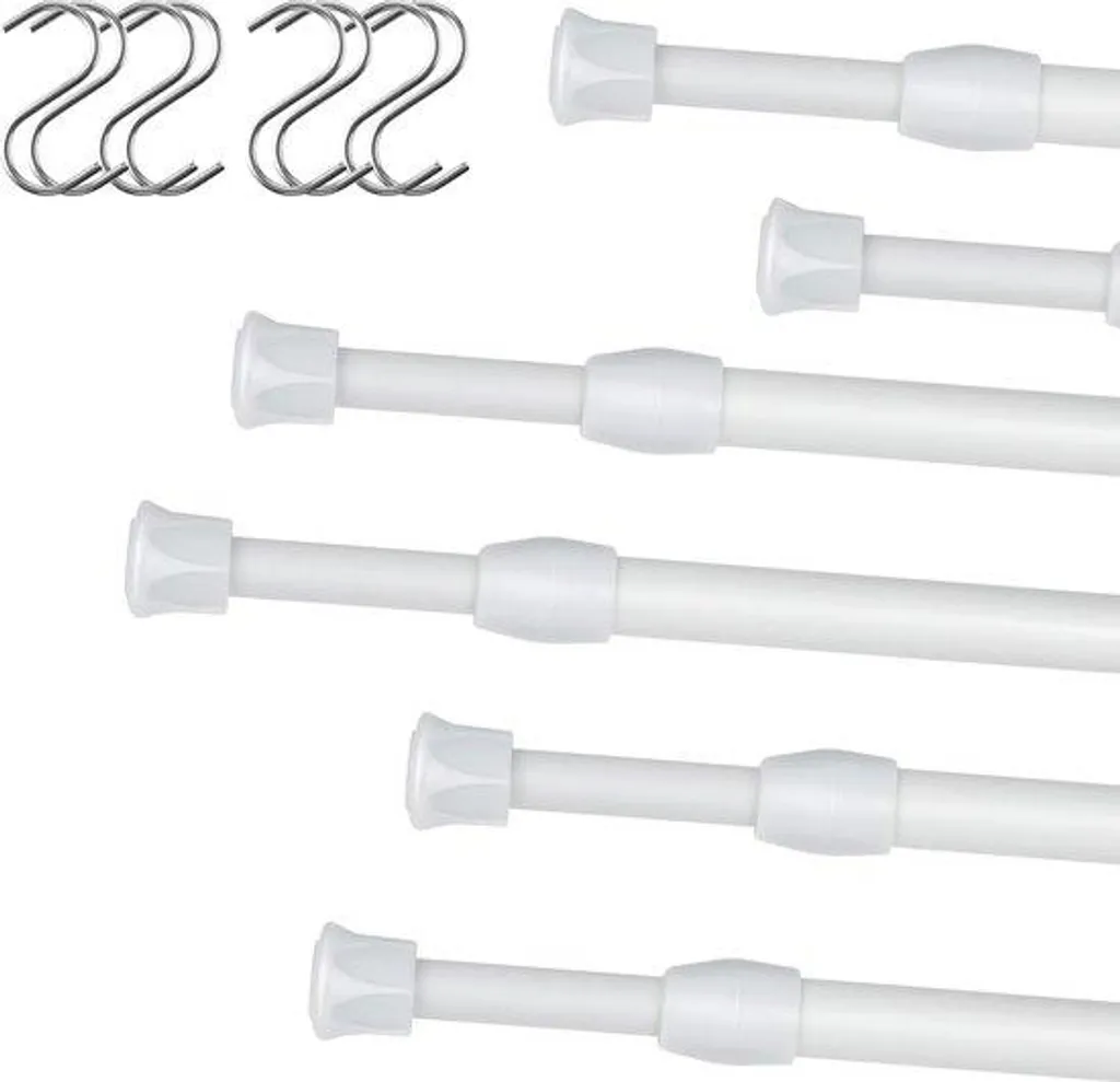 Rideau de douche pour petite fenêtre ou baignoire, barre 70-120 cm blanc