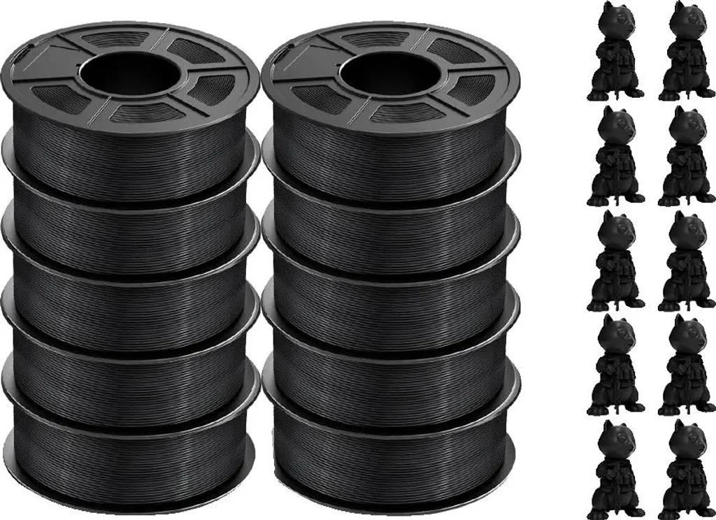 Filament ABS 1.75mm Noir - Pack 10 Bobines pour Finir vos Impressions 3D