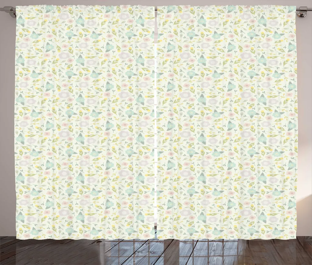 Rideaux de salon universels à fleurs pastel 280x225 cm style champêtre