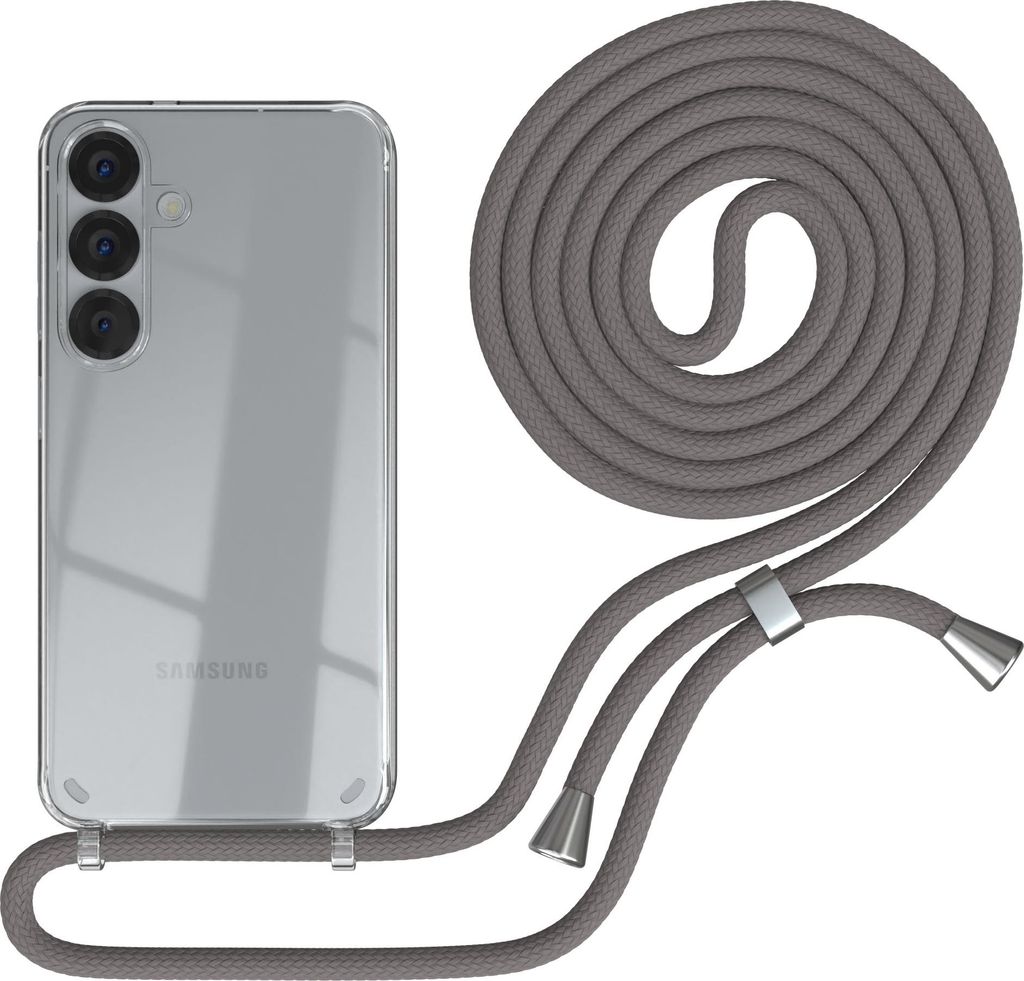 EAZY CASE Handykette mit Hülle für Samsung Galaxy S25 Backcover Handykette, zum Umhängen in Dunkelgrau