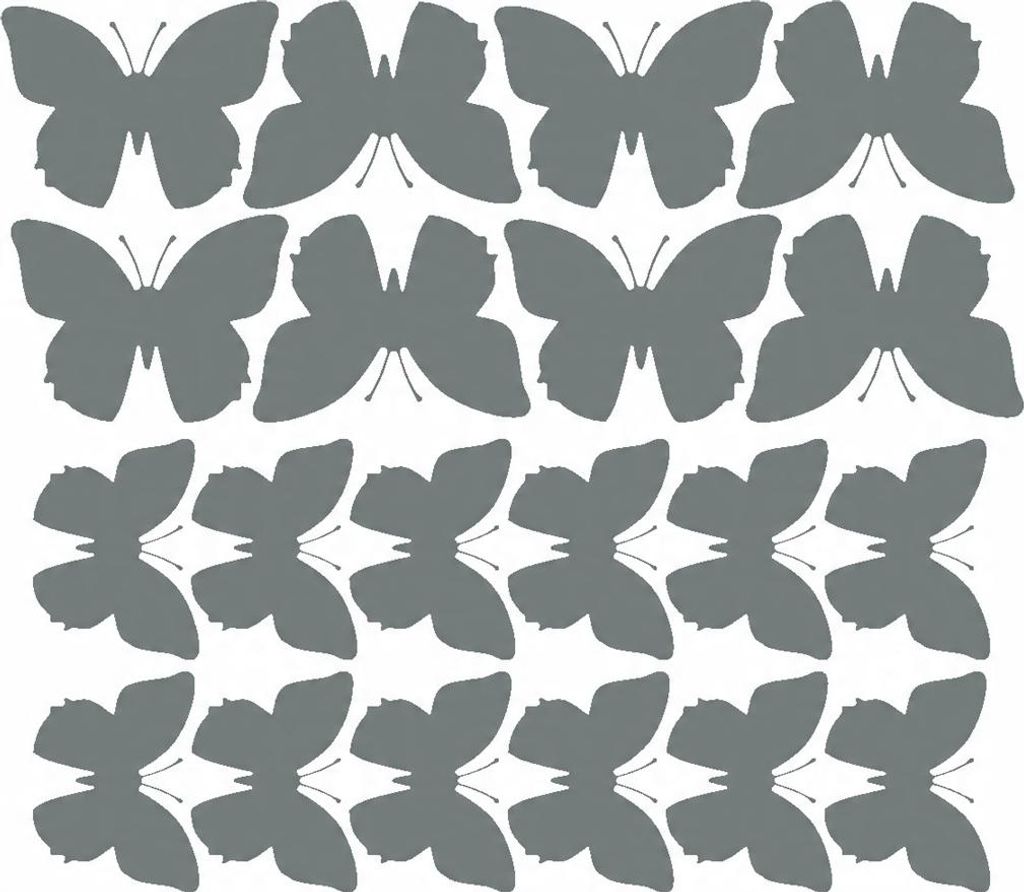 Schmetterlings-Wandaufkleber, große Aufkleber, 20 Stück, mattgrau, 70 Mikron
