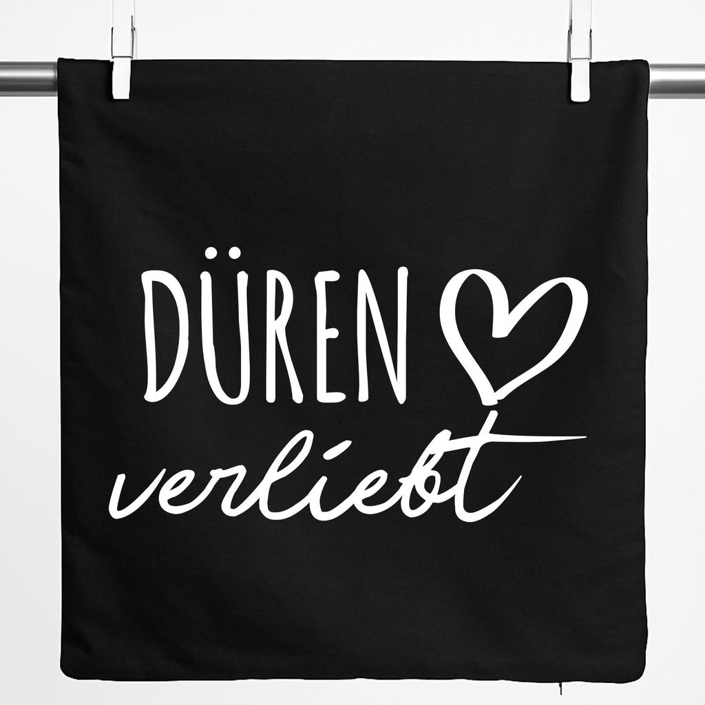 Huuraa Kissenbezug Düren verliebt 40x40cm Black Baumwolle Dekokissenbezug Geschenkidee