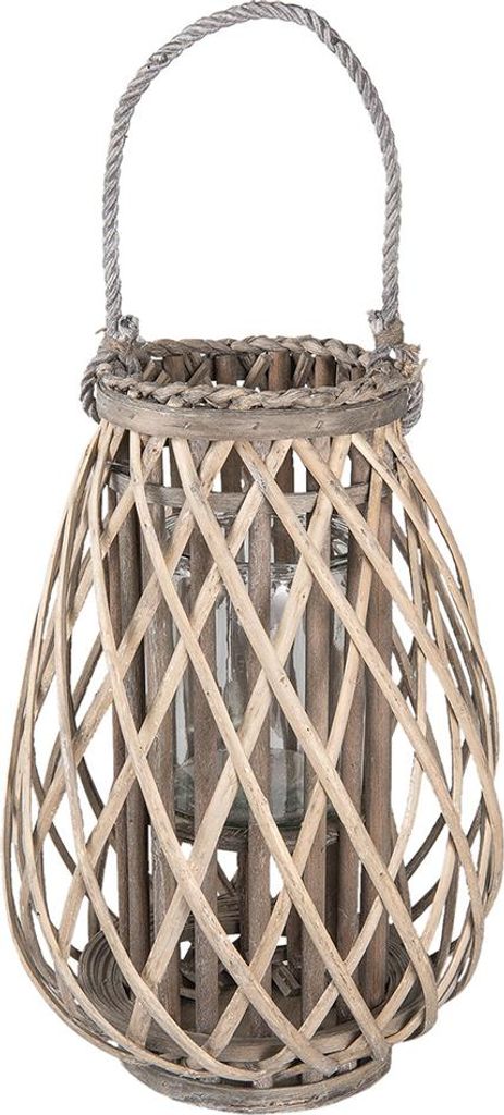 Clayre & Eef Windlicht Ø 27x40 cm Grau Holz Produktbild 