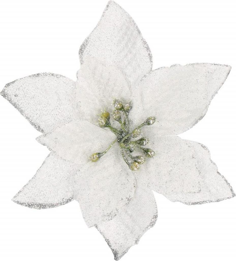Vánoční hvězda s klipem 13x13 cm, bílá Obrázek produktu 
