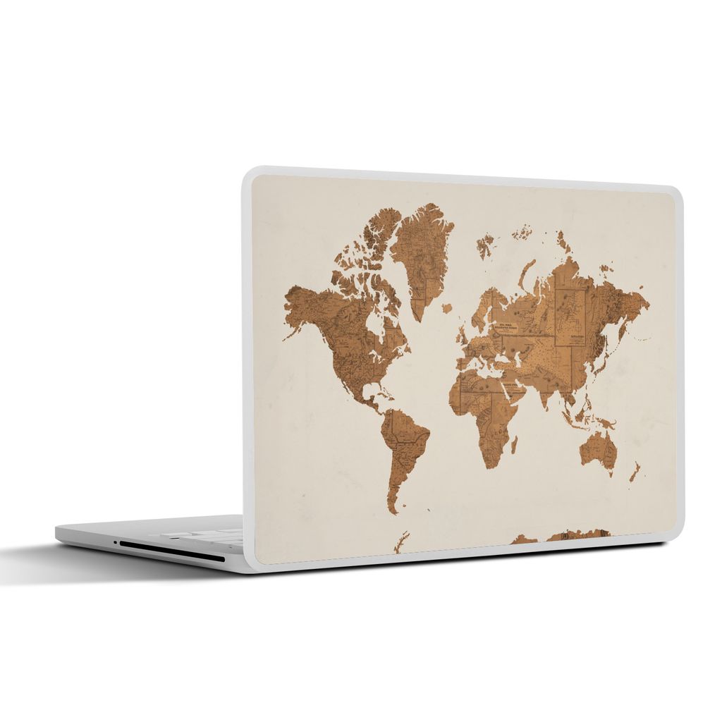 MuchoWow Laptop Aufkleber Sticker Cover Weltkarte - Vintage - Karten 25x18 cm - Laptop-Deko