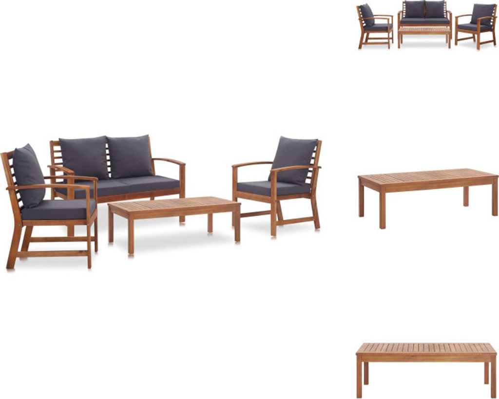 vidaXL Garten-Lounge-Set mit Auflagen 4-tlg. Massivholz Akazie - Gartenmöbel-Sets