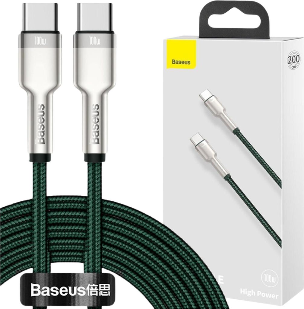 Câble Usb-C Do Usb-C Baseus Cafule, 100W, 2M (Zielony) Image du produit 
