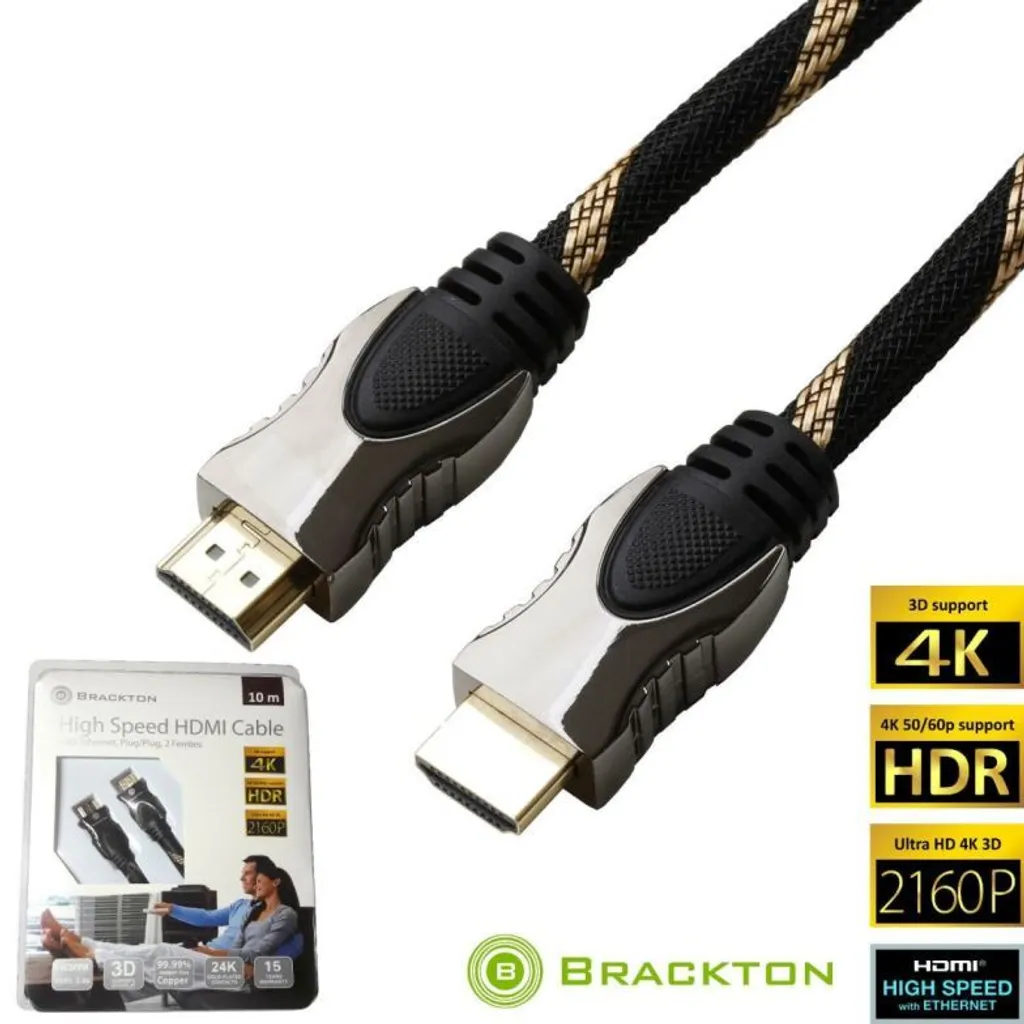 Cavo HDMI 4K 10m Brackton Ultra HD - Connessione 3D High Speed Ethernet