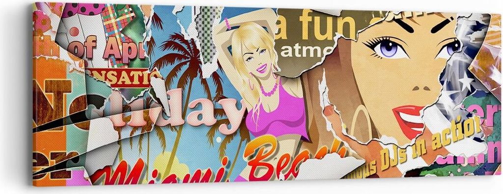 Bild auf Leinwand - Leinwandbild - Graffiti modern - 90x30cm - Wand Bild - Wanddeko - Wandbilder - Leinwanddruck - Bilder - Kunstdruck - Wanddekora...