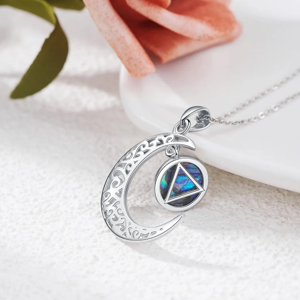 Pendentif Lune Récupération AA collier argent 925 bijou de sobriété - 4