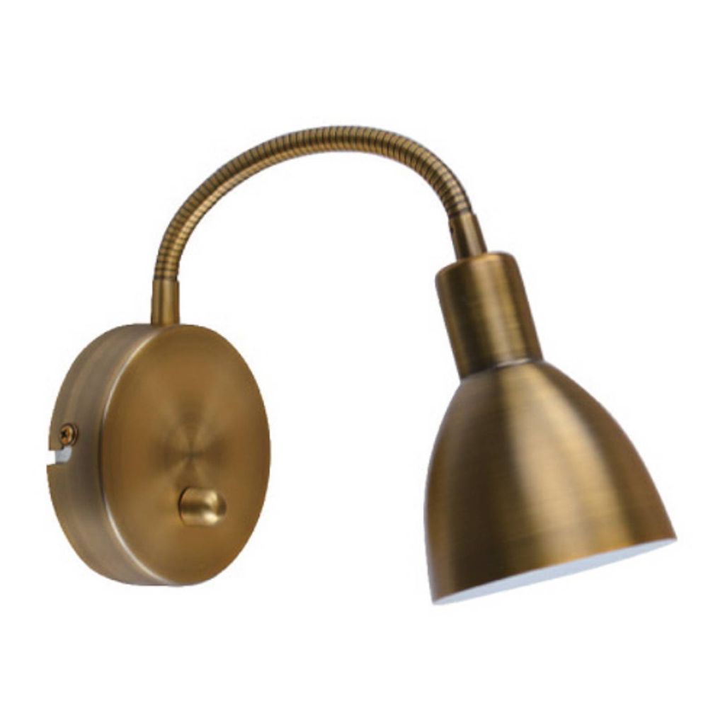 Lindby Wandlampe Amrei, altmessing, 42 cm, Stecker, dimmbar