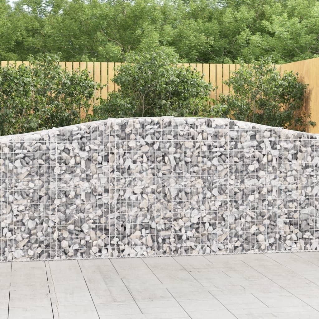The Living Store Gabionen mit Hochbogen 15 Stk 400x50x100/120cm Verzinktes Eisen