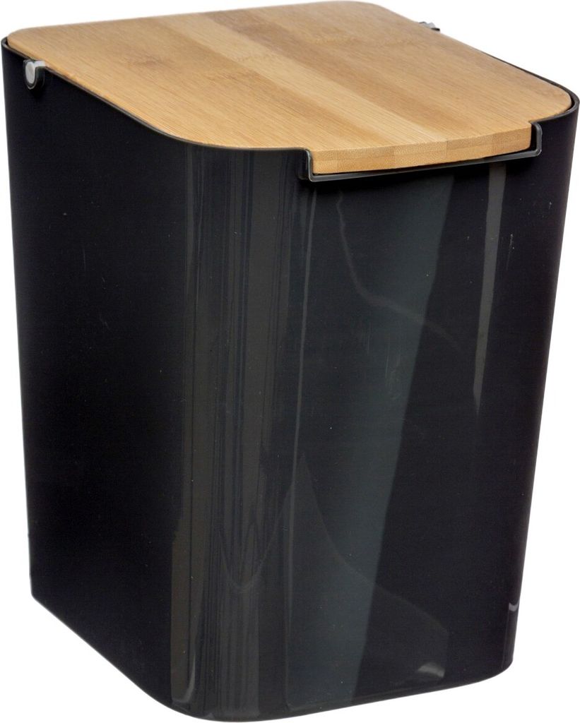 Mülleimer mit bambusdeckel 5l "naturéo" schwarz - 5 cinque Immagine del prodotto 