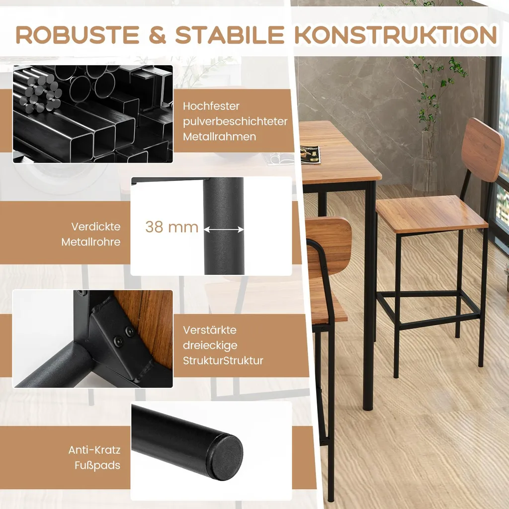 Set de table haute et tabourets encastrables pour manger dans petit espace - 7