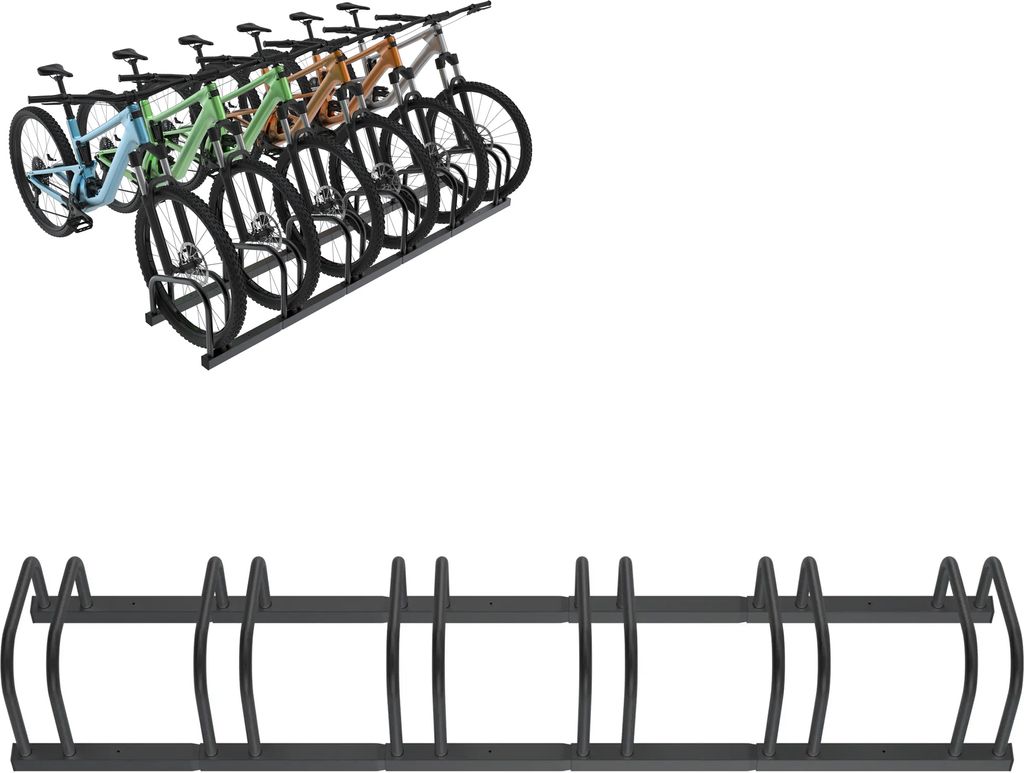 LZQ Fahrradständer Fahrrad ständerr Boden für 6 Fahrräder mit Reifenbreiten bis 65 mm Eisen Fahrradhalter Radständer, Schwarz