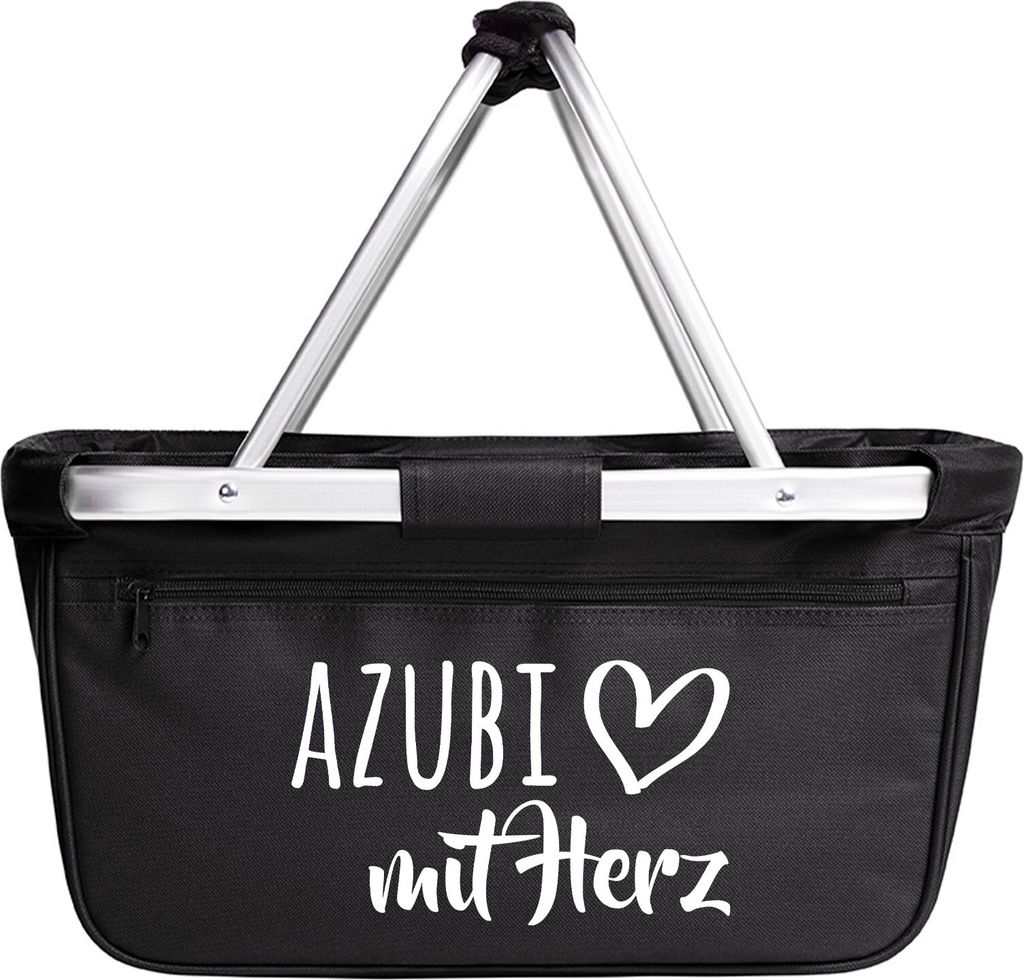 Huuraa Einkaufskorb Azubi mit Herz 20 Liter Black faltbarer Tragekorb Geschenkidee