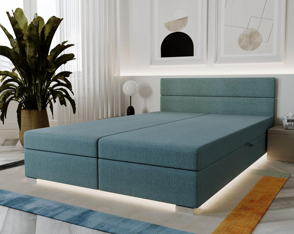 Gepolstertes Doppelbett 160x200 ROSIE 18 - türkis