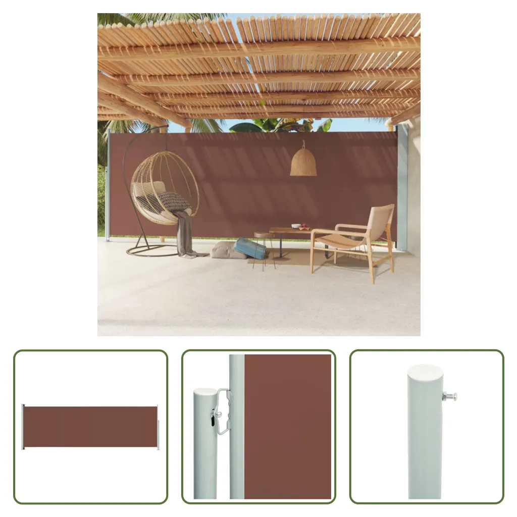 The Living Store Tenda laterale estensibile 200x600 cm Marrone - 10