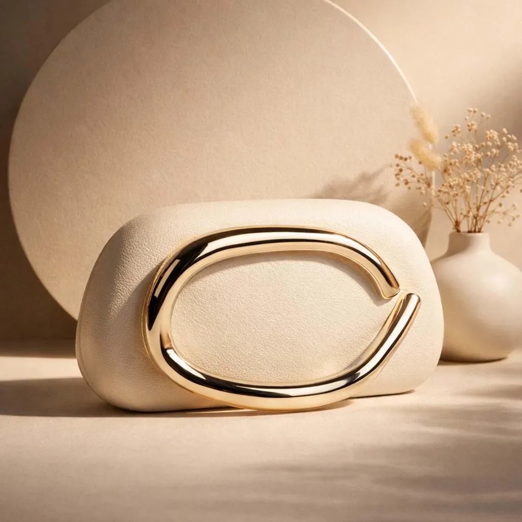 Pochette mariage beige Gallantry pour un look chic mains libres