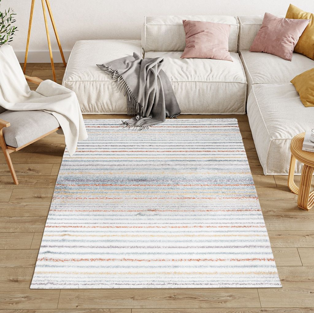 Teppich Wohnzimmer Schlafzimmer Modern Design Shaggy Hochflor Langflor Bunt 200 x 300 cm