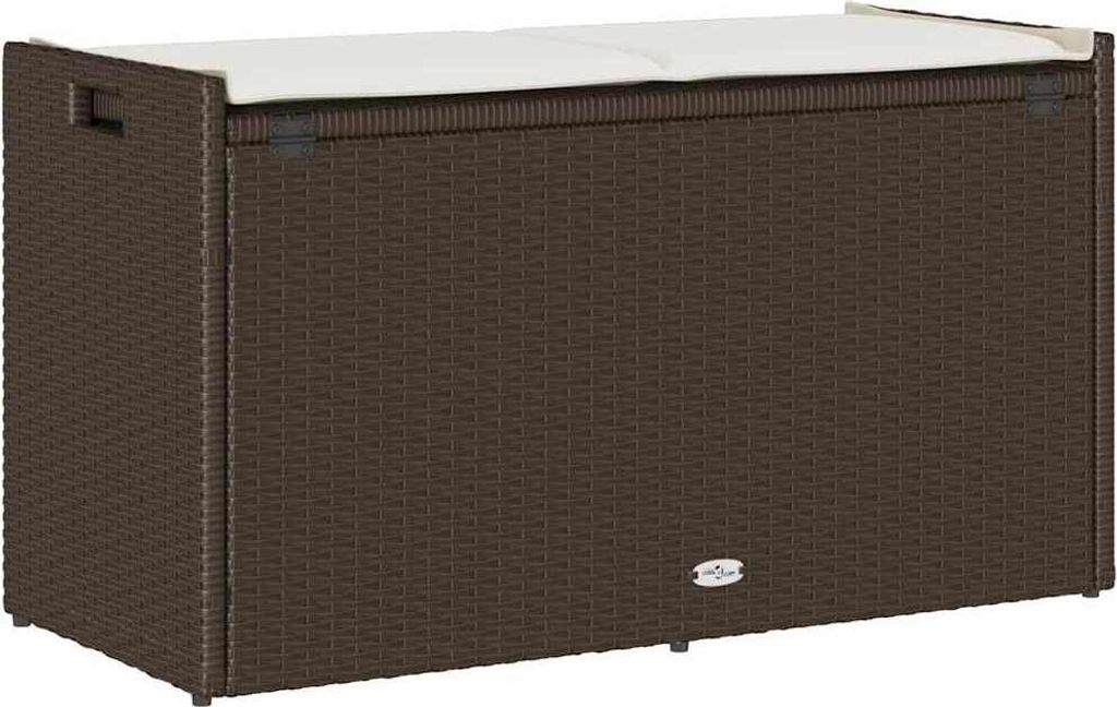 Outdoor-Sitzbank mit Stauraum und Kissen Braun 100 cm