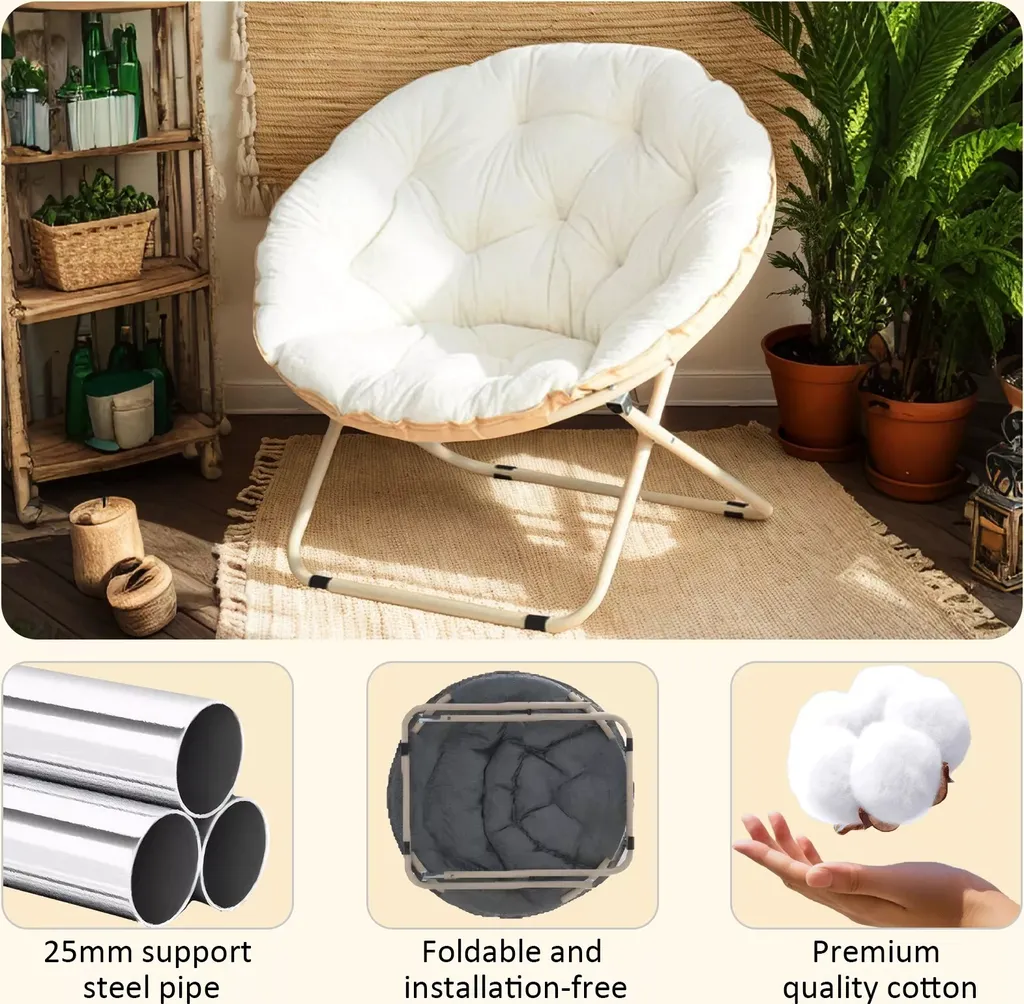 Fauteuil de camping Moonchair soucoupe avec tabouret de pied - Blanc - 7
