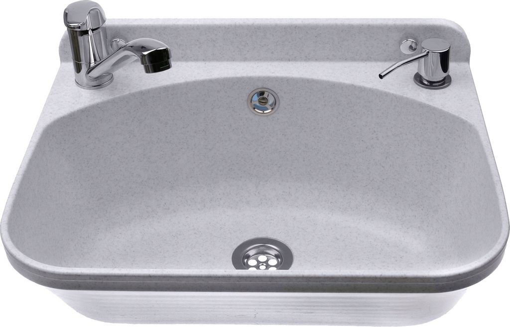 ADGO Waschbecken Weiß Mit Wasserhahn Und Seifenspender