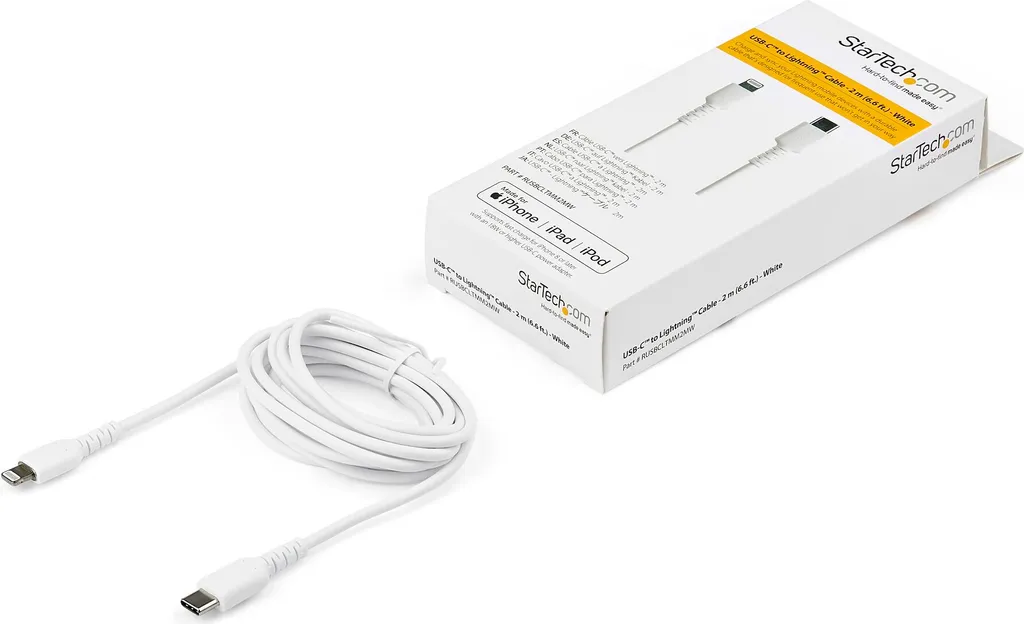 Câble USB-C vers Lightning 2m Blanc pour Charger iPhone 12 Pro au Bureau