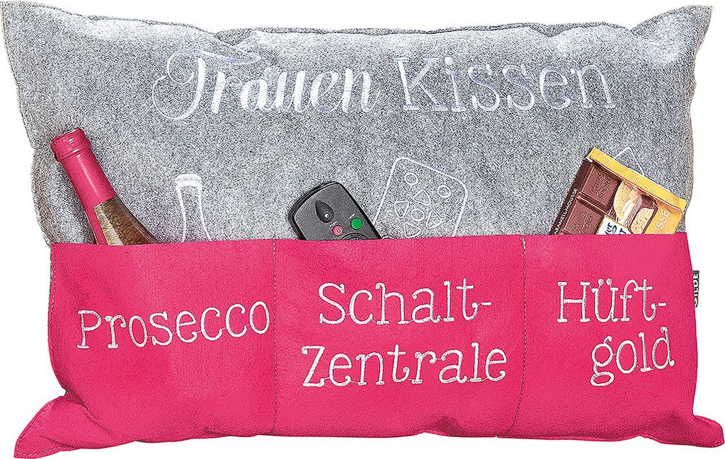 Gilde Kissen, rechteckig, "Frauenkissen", Schriftzug, Filz, Produktbild 