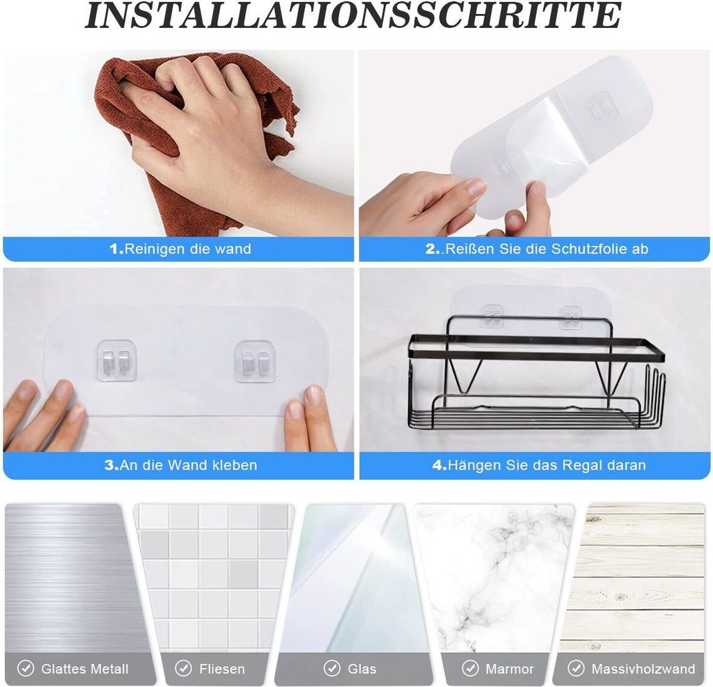 2er Set Duschablage ohne Bohren,Duschregal zum hängen mit 8 Produktbild 7