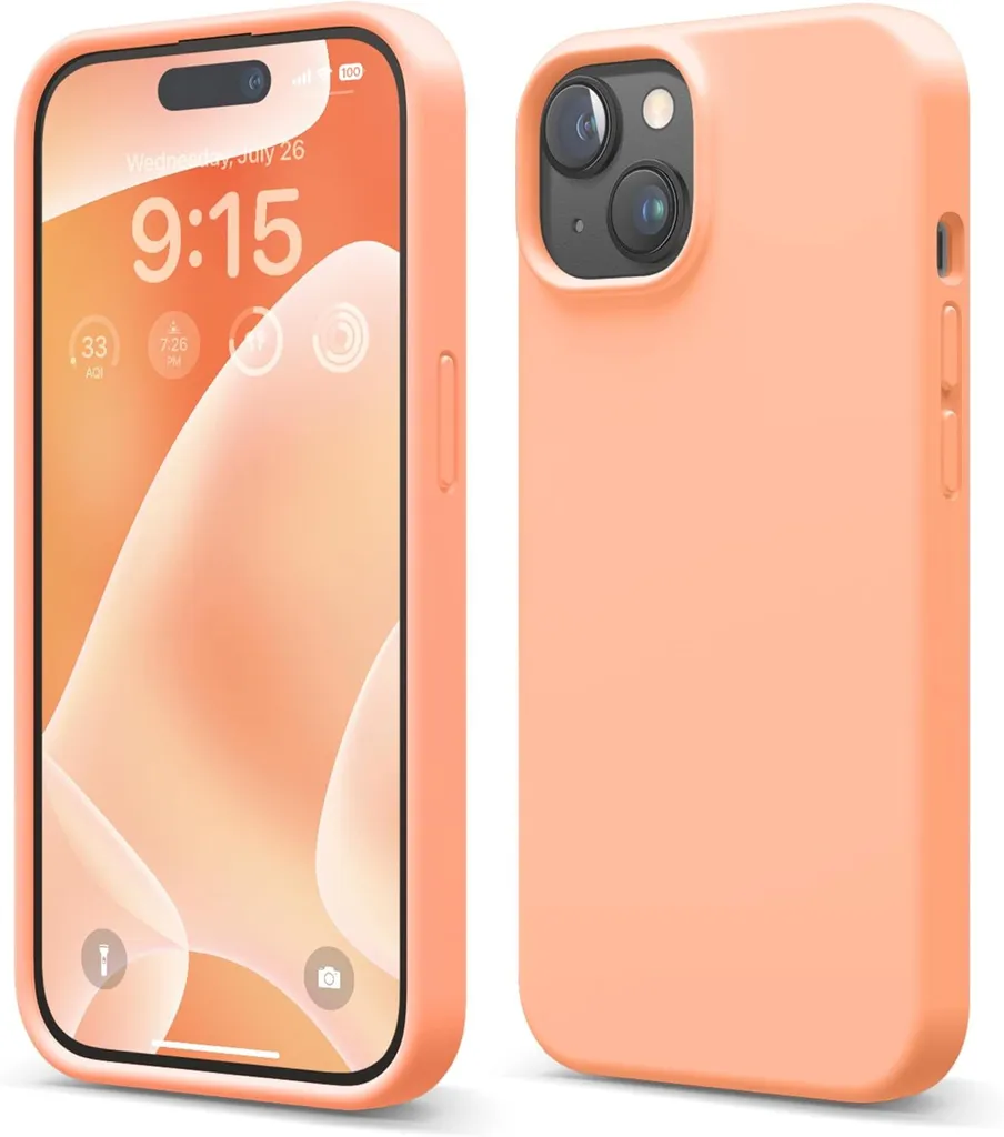 Coque Antidérapante iPhone 15 Elago - Silicone Doux Couleur Saumon