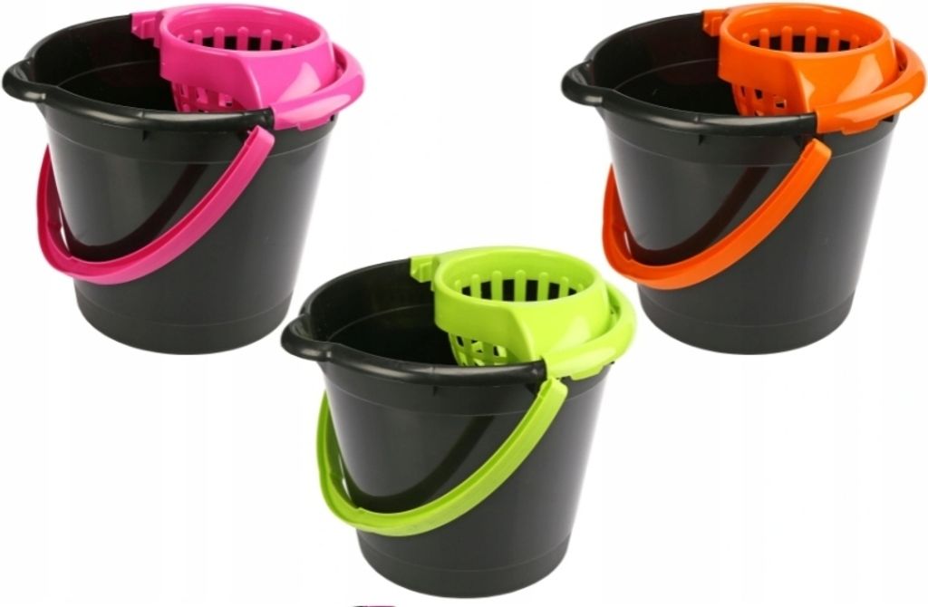 Dark Neon 12 l schwarzer Moppeimer mit Auswringer