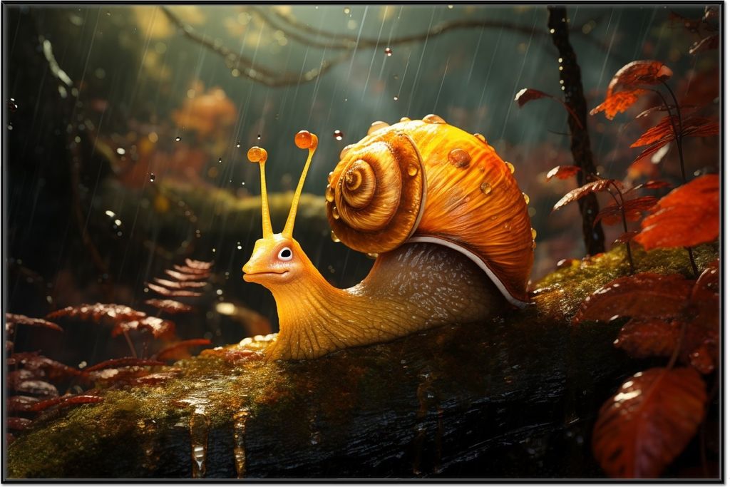 Wallario Wandbild Schnecke auf Ast, Größe: 61 x 91,50 cm, Produktbild 