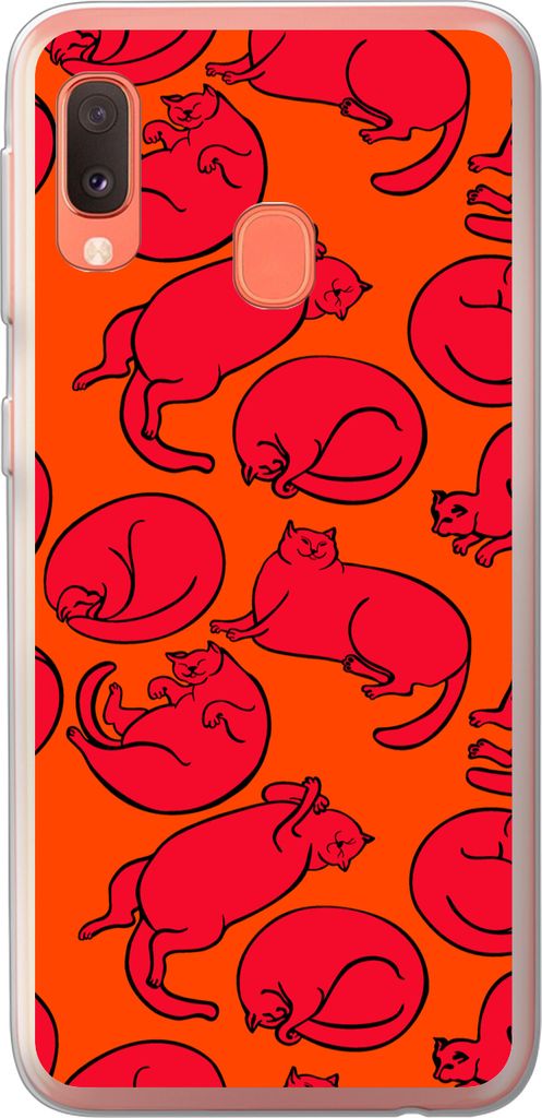 MuchoWow Handyhülle Schutzhülle Hülle für Telefoonhoesje Samsung Galaxy A20e Muster - Katze - Orange - Jungen - Mädchen - Kinder - Kind Sili...