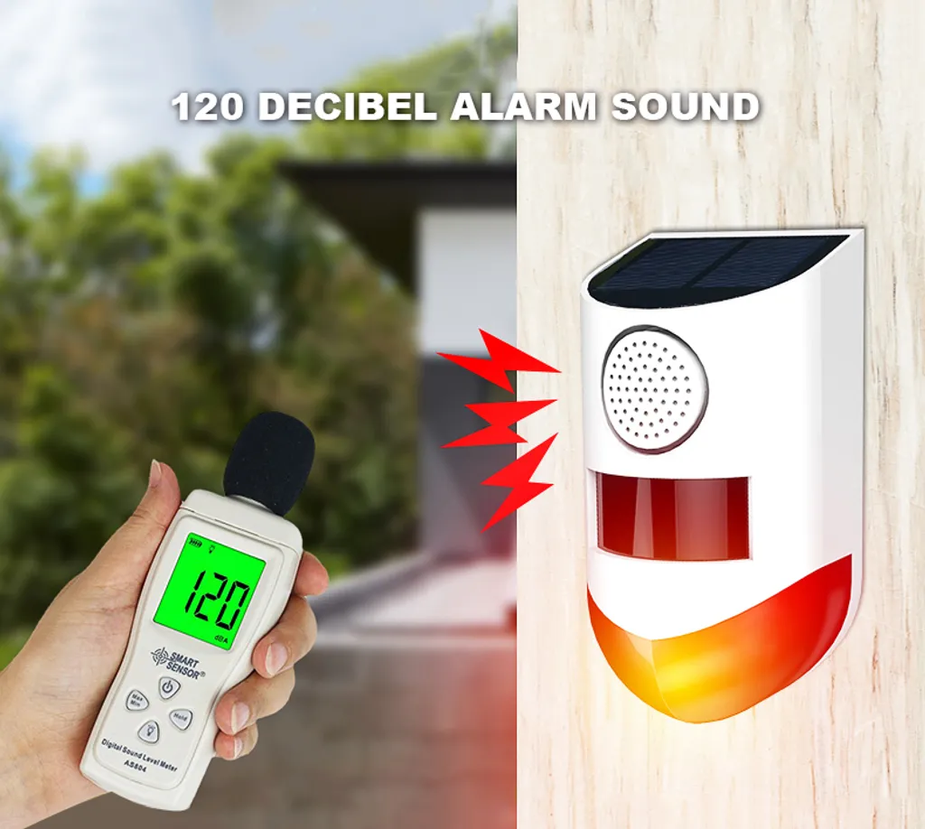Alarme PIR Solaire Étanche 120dB avec Télécommande sans fil 433 MHz - 3