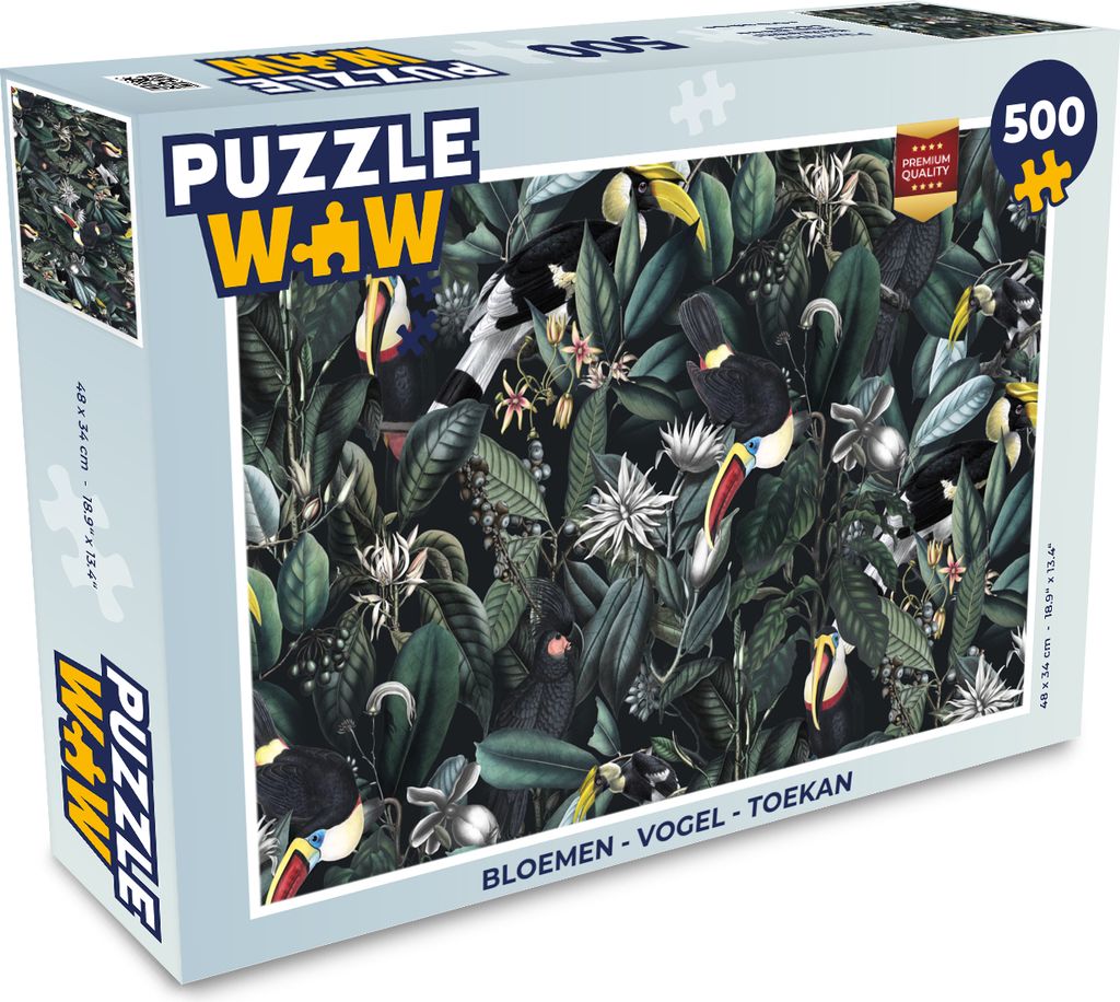 MuchoWow Puzzle 500 Teile Blumen - Vogel - Tukan - 500 Teile - Kinder - Selberbauen - Puzzlespiele
