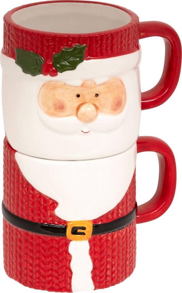 Set aus 2 stapelbaren tassen weihnachtsmann h.17,6cm keramik - Atmosphera créateur d'intérieur