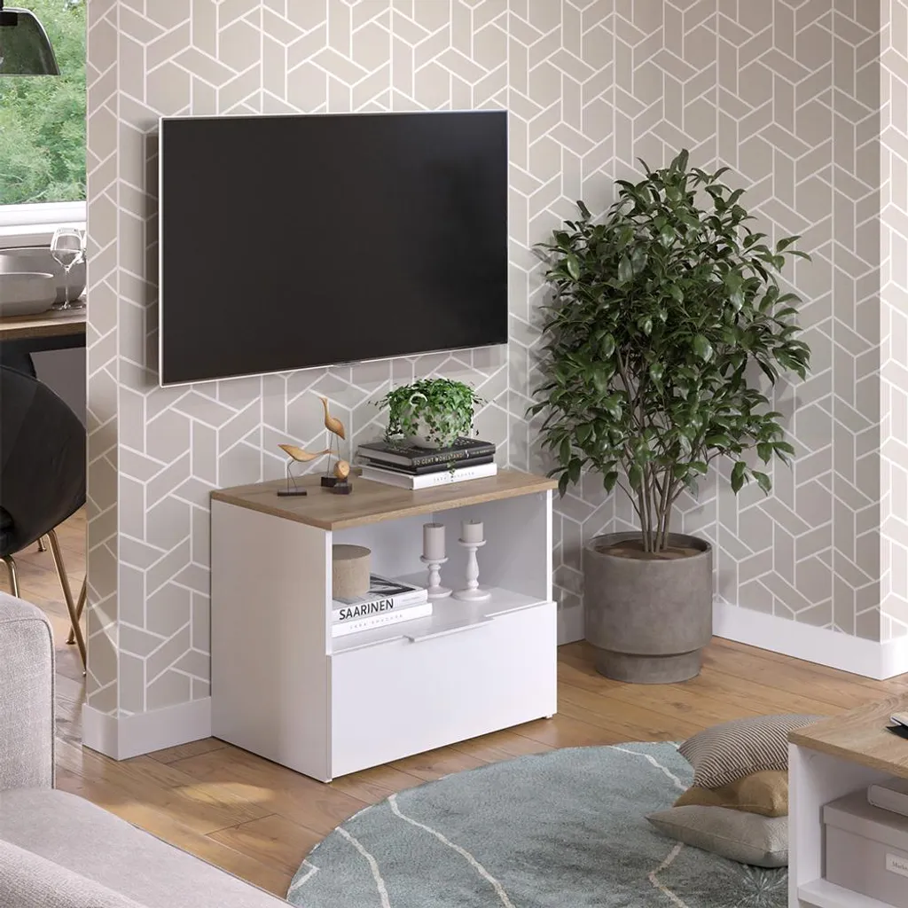 Petit meuble de rangement bas Vicco Wido 60 cm blanc et bois Sonoma - 4