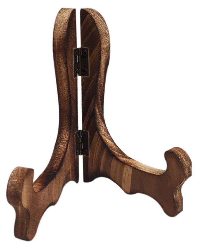 Gebogener, handgefertigter, faltbarer Holzständer für Teller, Tee, Kuchen und mehr – ideal als Dekoration für Cafés und Cafés.