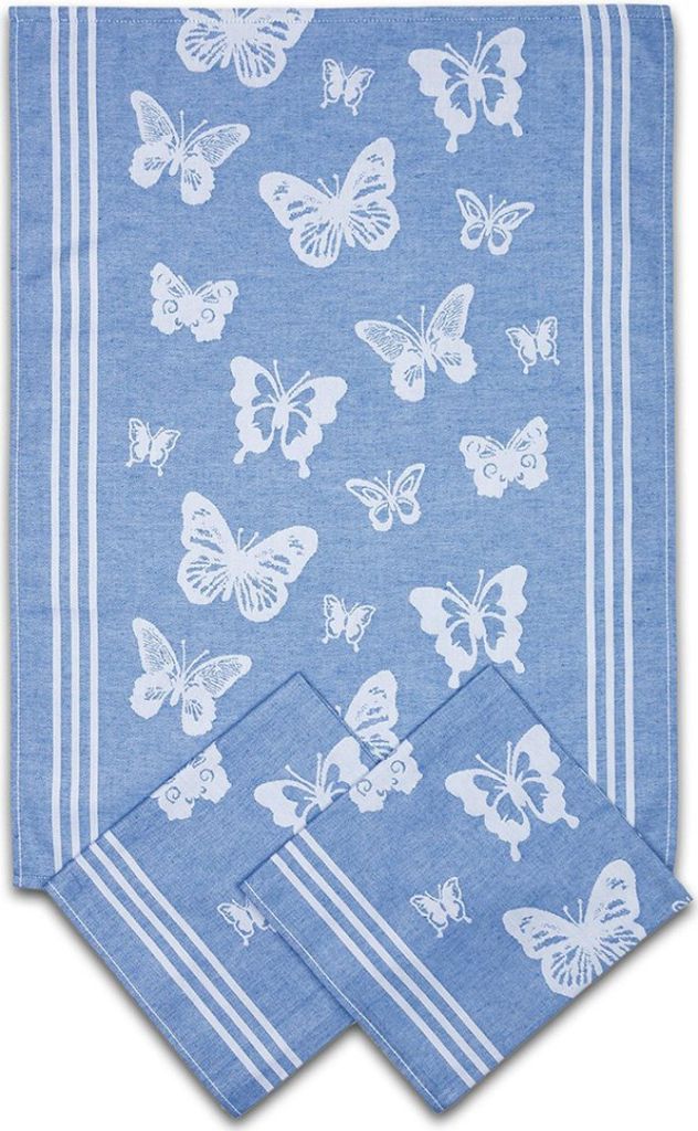 Extra saugfähiges Geschirrtuch 50x70 cm Schmetterlinge blau 3 Stück