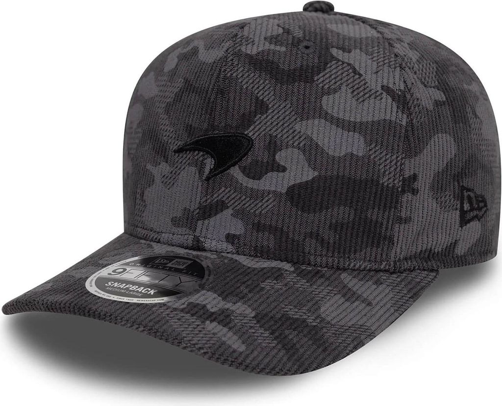 McLaren F1 Team New Era 9FIFTY Snapback Cap Camo, Offizieller Fanartikel, Schwarz-Camo Cap mit Ton-in-Ton Branding, 100% Polyester