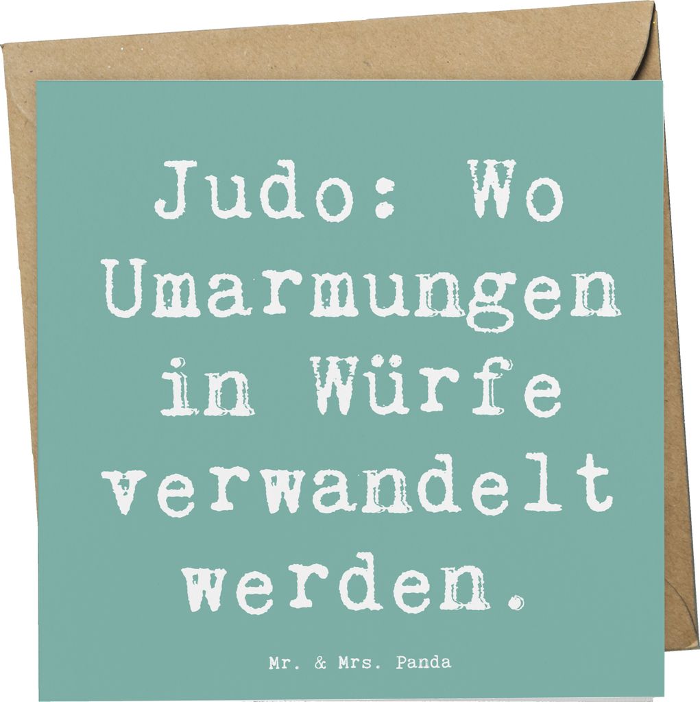 Mr. & Mrs. Panda Klappkarte Spruch Judo Umarmungen - Meeresbrise - Geschenk, Sportler Geschenke, Glückwunschkarte, doppelkarte, Mut, faltkarte, Te...