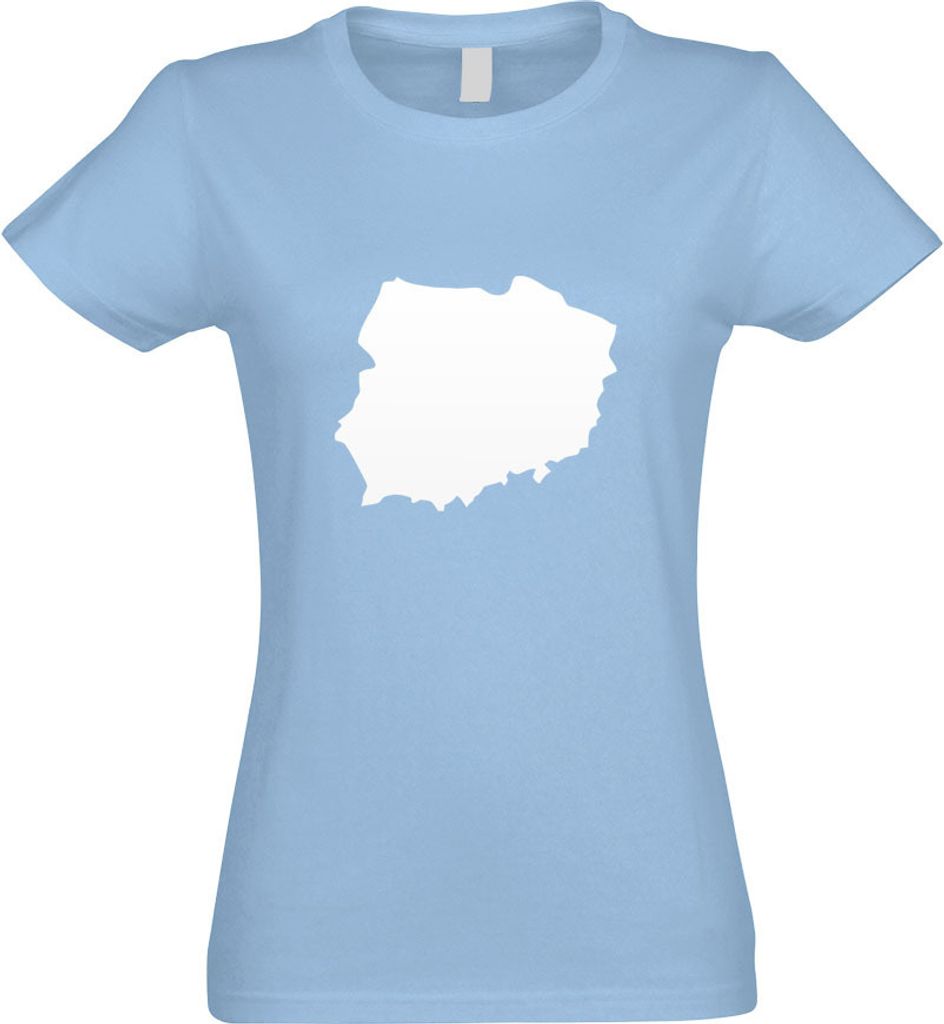 Kiwistar - T-Shirt tailliert - Damen - himmelblau - Polen Umriss Kontur - mit Motiv Bedruckt - Funshirt Design - Sport - Freizeit - Damen - L