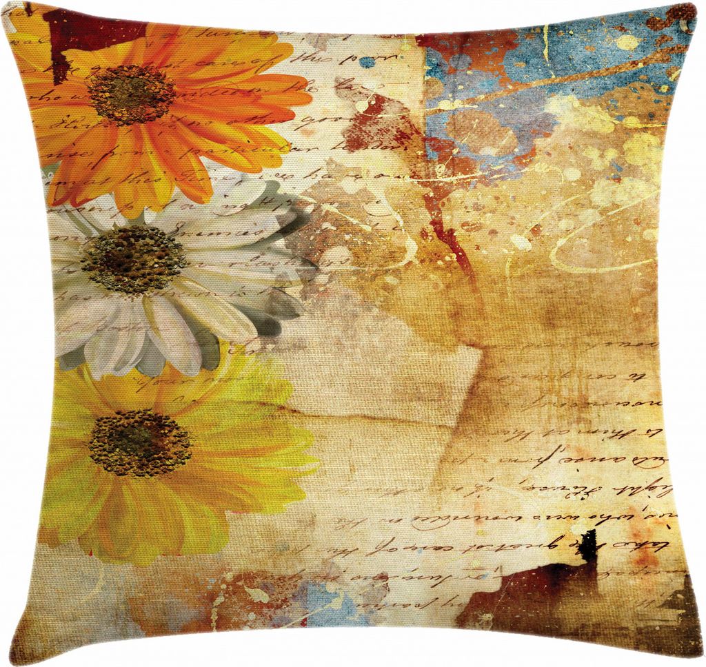 ABAKUHAUS Blumen Kissenbezug, Blumen und Poesie Kunst, Waschbar mit Reißverschluss Kissenhülle mit Farbfesten Klaren Farben Beidseitiger Druck, 4...