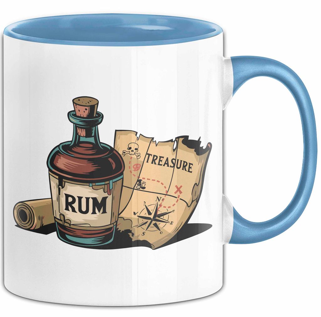 Rum Fan Tasse Geschenkidee für Piraten Spirituosen Liebhaber (Blau)