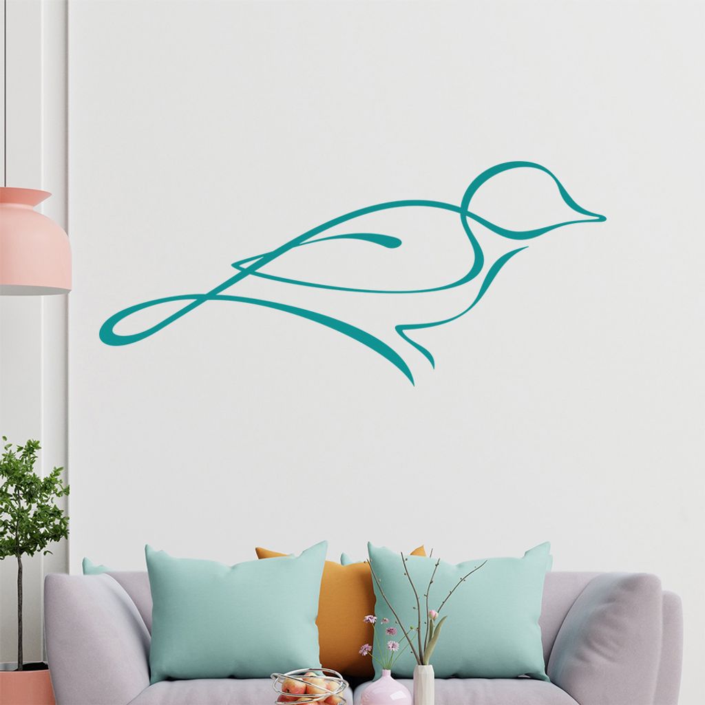 Kleiner Vogel Linien Wandtattoo in 6 Größen - Wandaufkleber Wall Sticker - Dekoration, Küche, Wohnzimmer, Schlafzimmer, Badezimmer