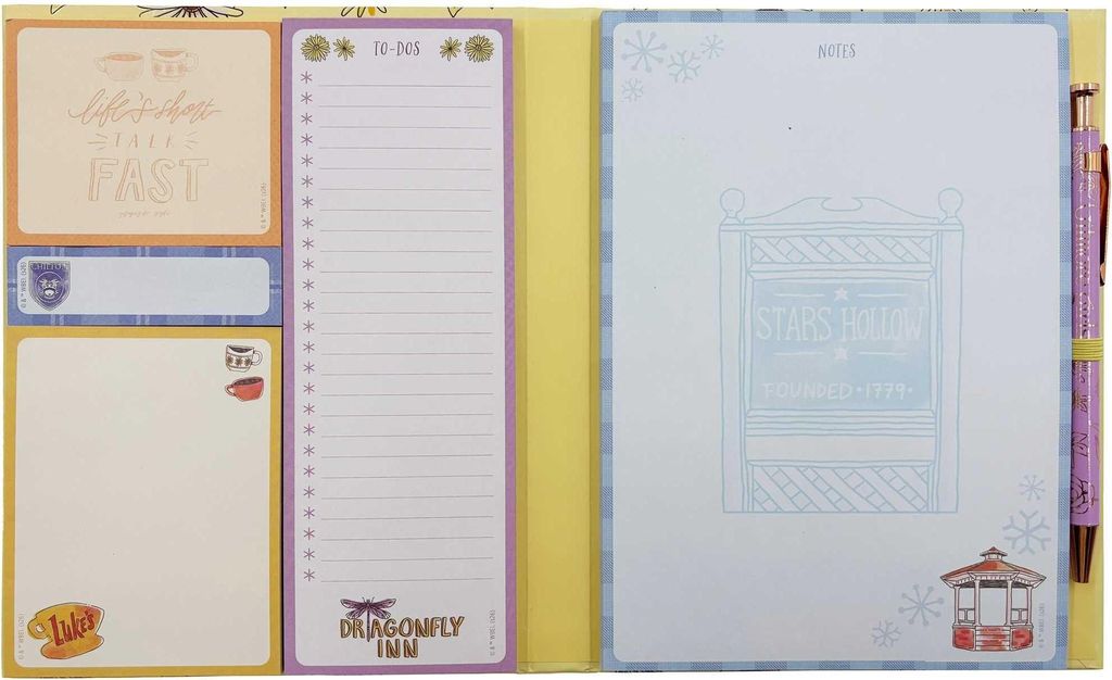 Gilmore Girls Notizblock-Set mit 5 Blöcken, Stift, Haftnotizen & klappbarem Hardcover-Etui