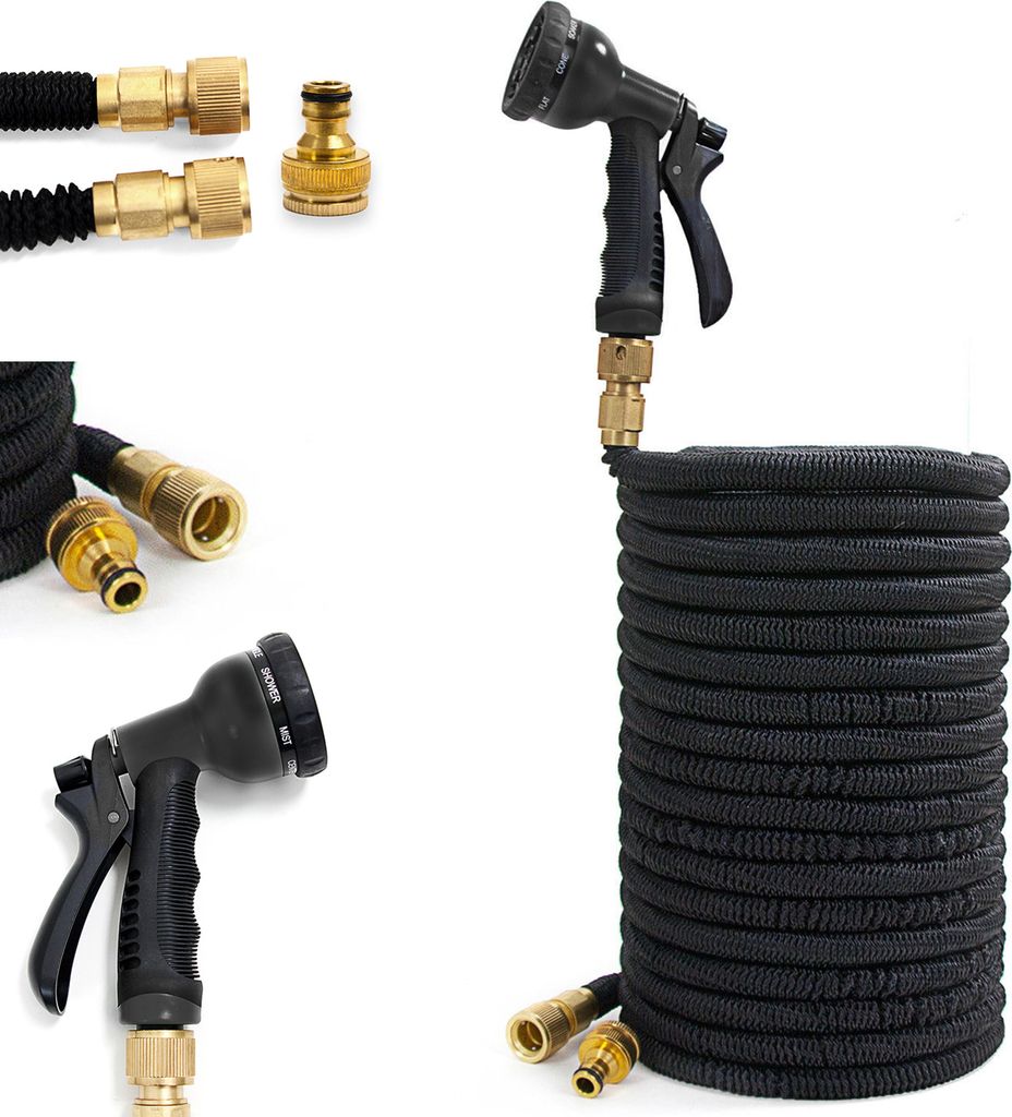 Grafner Gartenschlauch flexibel Flexischlauch, 30 Meter, 4-fach Latexkern, 10-fach Soft-Multifunktionsbrause, massiver Mantel aus 5000D Mesh Polyes...