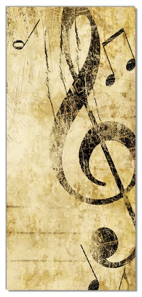 Wallario selbstklebende Türtapete 93 x 205 cm - Musik als Leidenschaft Notenschlüssel in braun - Abwischbar, rückstandsfrei zu entfernen
