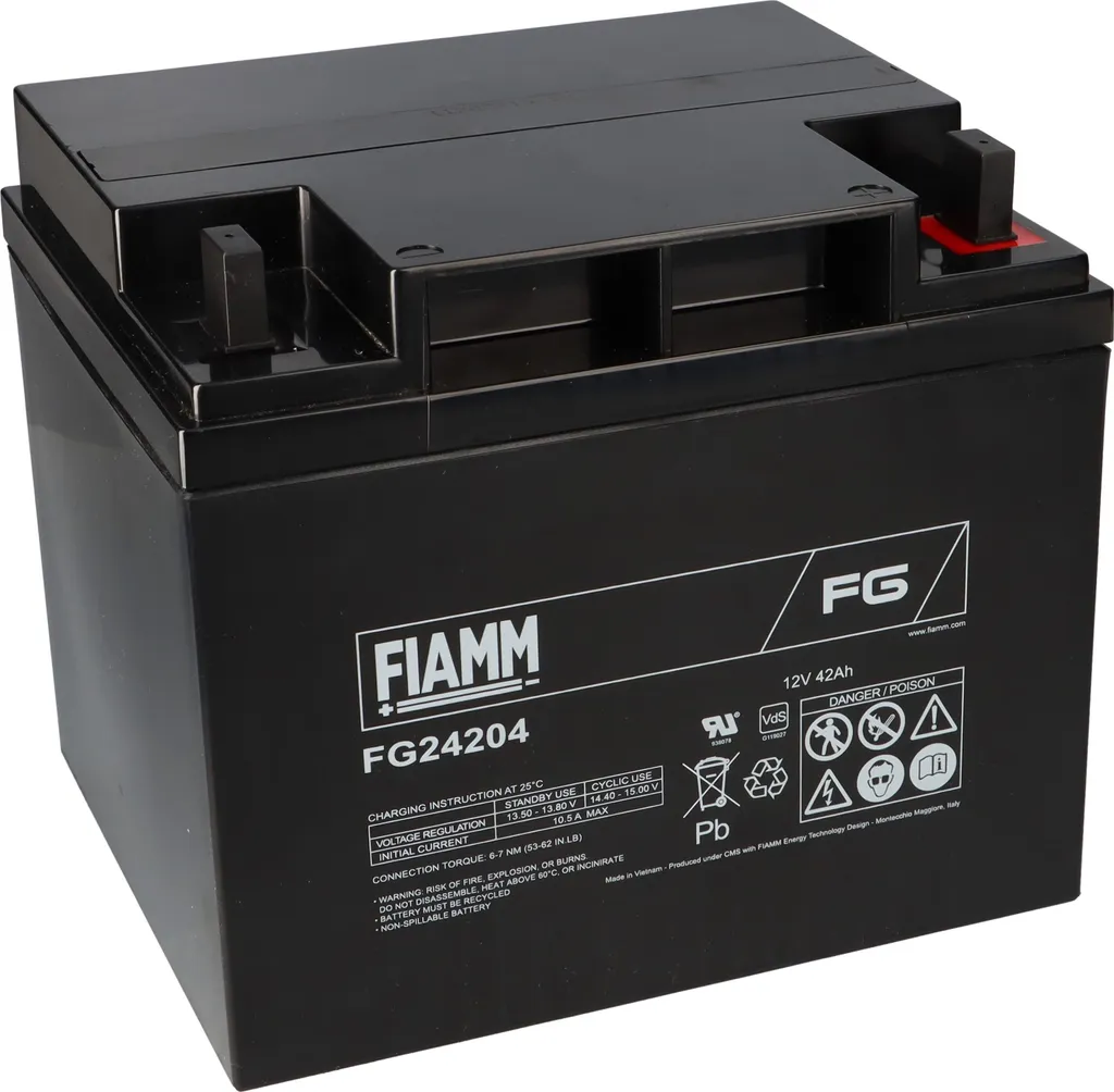 Batterie Plomb Fiamm FG24204 12V 42Ah avec Connexion Vissée M6 Robuste
